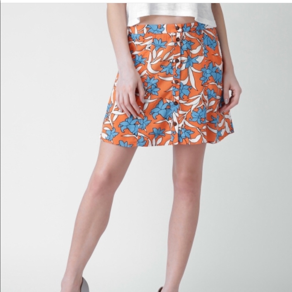 Forever 21 orange floral print skirt set 🍊